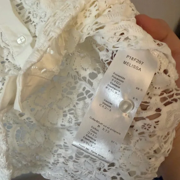 Anne Fontaine Melissa French White Lace Blouse - Picture 3 of 8